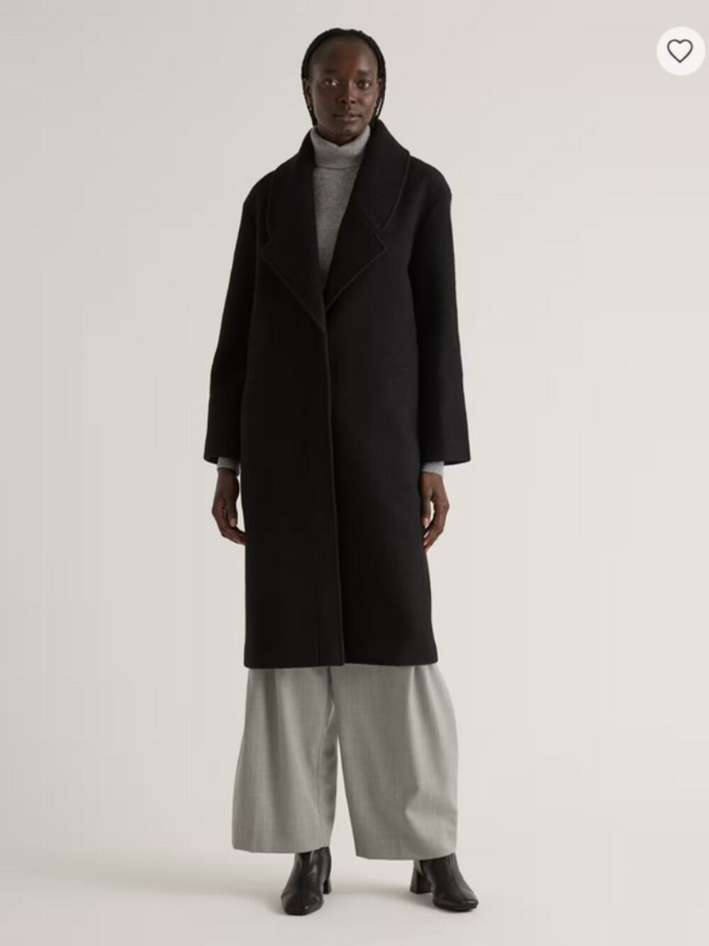 Quince 100% Merino Wool Shawl Collar Long Coat Black M New With Tags